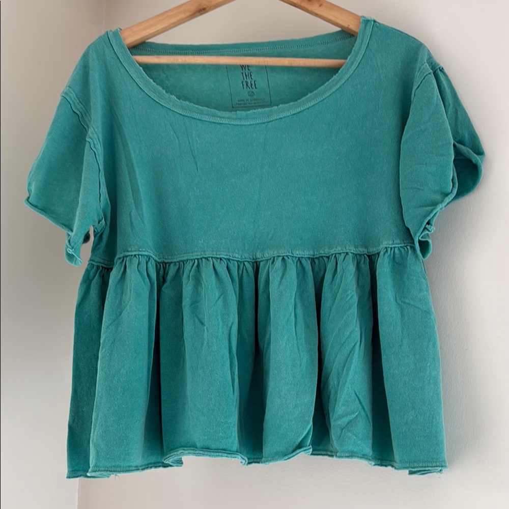 Teal Ruffle Hem Top by Free People